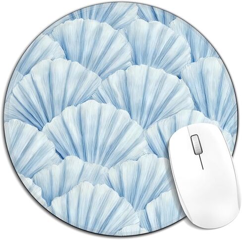 Blue Coastal Beach Seashell Mouse Pad, Nautical Ocean Sea Shell Round Mousepad Mouse Mat with Anti-Slip Rubber Base for Computer Laptop Home Office Desk, 7.9x7.9 in in Kuwait