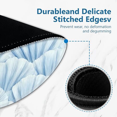 Blue Coastal Beach Seashell Mouse Pad, Nautical Ocean Sea Shell Round Mousepad Mouse Mat with Anti-Slip Rubber Base for Computer Laptop Home Office Desk, 7.9x7.9 in in Kuwait