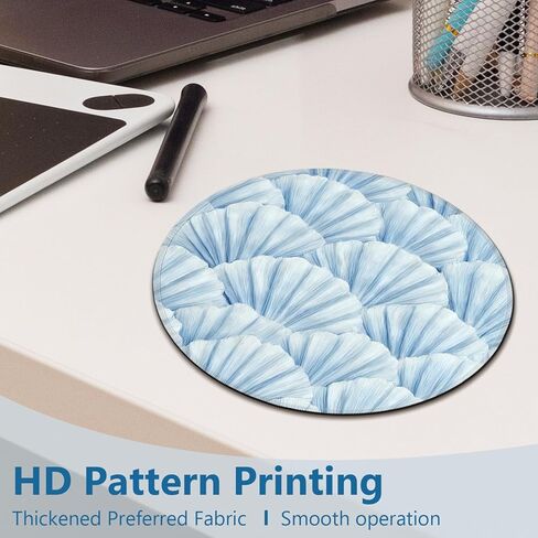 Blue Coastal Beach Seashell Mouse Pad, Nautical Ocean Sea Shell Round Mousepad Mouse Mat with Anti-Slip Rubber Base for Computer Laptop Home Office Desk, 7.9x7.9 in in Kuwait