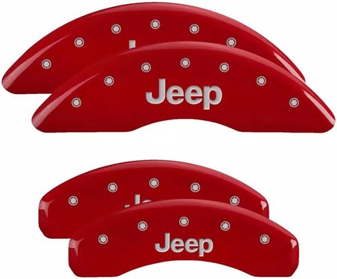 MGP Caliper Covers - Brake Caliper Covers 2021-2023 Jeep - 2022 Grand Cherokee WK- wheels excluded, 2023 Grand cherokee Summit Reserve 5.7L - Front and Rear Set - Red in Saudi Arabia