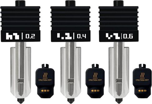 3 عبوات P2S Hotend 0.2 مم 0.4 مم 0.6 مم فوهة لـ P2S/H2S/H2D/H2C/A1/A1 فوهة صغيرة صلبة مع رمز التعريف الطارد رأس طباعة تجميع Hotend لملحقات Bambu Lab P2S in Kuwait