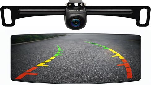 Gravity VGC820PL - CMOS CVBS License Plate Backup Camera, Dynamic Parking Lines, Universal RCA Connectivity - Waterproof & Durable Design for Cars, Trucks, SUVs in Kuwait