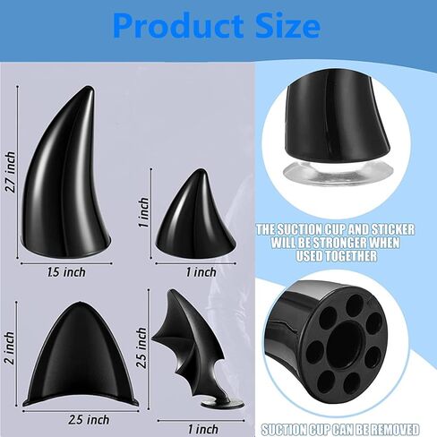 5Pair Motorcycle Helmet Horns Accessories Set,Cute Cat Ears Devil Wings Shaped Adhesive Suction Cup Decoration Parts in Saudi Arabia