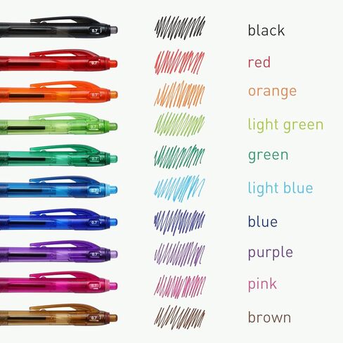 Pentonic B-RT Retractable Ballpoint Pens, 10 Count, 10 Colors Tip, 0.7 mm Fine Point, Ergonomic Grip, Smooth Writing For Journaling, Pens for School & the Office (1017265) in Kuwait