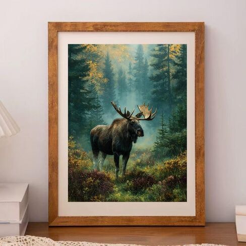 CDYCNXZ Moose Diamond Painting Kits for Adults, Animal Deer Round 5D Paint with Diamonds Pictures Gem Art Painting Kits DIY Crafts Kits for Home Wall Decor 12x16 Inch in Saudi Arabia