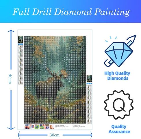 CDYCNXZ Moose Diamond Painting Kits for Adults, Animal Deer Round 5D Paint with Diamonds Pictures Gem Art Painting Kits DIY Crafts Kits for Home Wall Decor 12x16 Inch in Saudi Arabia