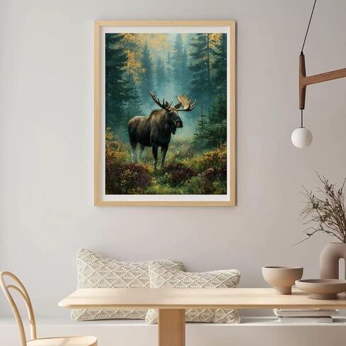 CDYCNXZ Moose Diamond Painting Kits for Adults, Animal Deer Round 5D Paint with Diamonds Pictures Gem Art Painting Kits DIY Crafts Kits for Home Wall Decor 12x16 Inch in Saudi Arabia