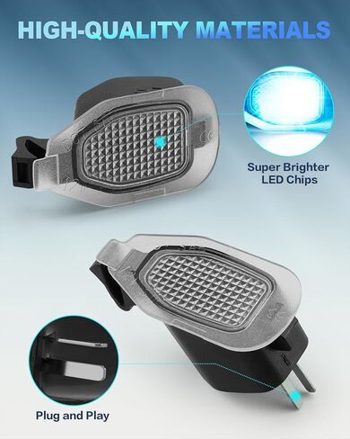 مصابيح LED للمرآة الجانبية، أكثر سطوعًا 10 مرات متوافقة مع Ford Mustang 2013-2024، التوصيل والتشغيل، مصباح LED تحت المرآة، ضوء أزرق in Kuwait