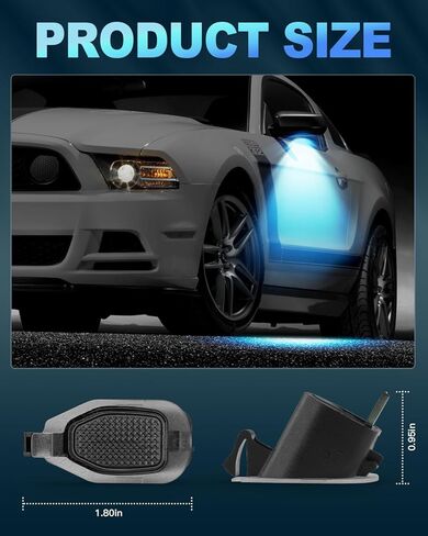 مصابيح LED للمرآة الجانبية، أكثر سطوعًا 10 مرات متوافقة مع Ford Mustang 2013-2024، التوصيل والتشغيل، مصباح LED تحت المرآة، ضوء أزرق in Kuwait
