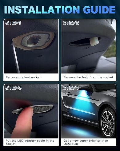 مصابيح LED للمرآة الجانبية، أكثر سطوعًا 10 مرات متوافقة مع Ford Mustang 2013-2024، التوصيل والتشغيل، مصباح LED تحت المرآة، ضوء أزرق in Kuwait