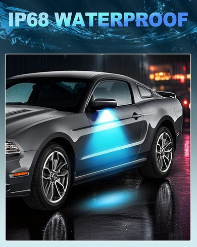 مصابيح LED للمرآة الجانبية، أكثر سطوعًا 10 مرات متوافقة مع Ford Mustang 2013-2024، التوصيل والتشغيل، مصباح LED تحت المرآة، ضوء أزرق in Kuwait