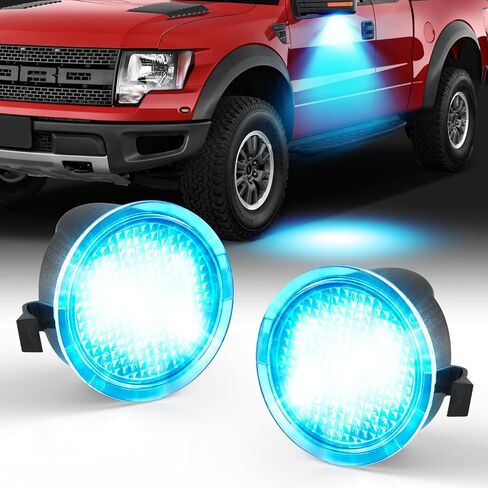 مصابيح LED للمرآة الجانبية، أكثر سطوعًا 10 مرات متوافقة مع Ford Mustang 2013-2024، التوصيل والتشغيل، مصباح LED تحت المرآة، ضوء أزرق in Kuwait