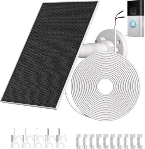 Solar Charger with 5200mAh Built-in Battery for Ring, 4W Continuous Power Solar Panel Compatible with Ring Battery Doorbell Plus/Wired Doorbell/Pro & Video Doorbell 4/3/3 Plus, 13.1Ft Charging Cable in Saudi Arabia