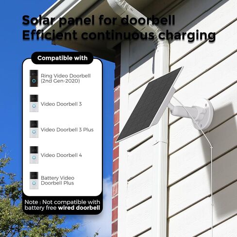 Solar Charger with 5200mAh Built-in Battery for Ring, 4W Continuous Power Solar Panel Compatible with Ring Battery Doorbell Plus/Wired Doorbell/Pro & Video Doorbell 4/3/3 Plus, 13.1Ft Charging Cable in Saudi Arabia