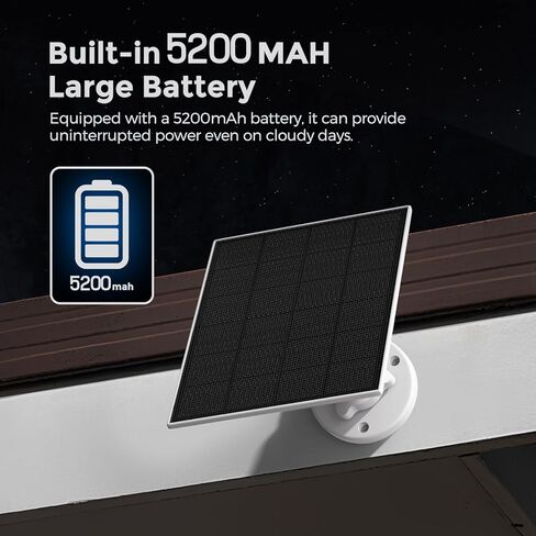 Solar Charger with 5200mAh Built-in Battery for Ring, 4W Continuous Power Solar Panel Compatible with Ring Battery Doorbell Plus/Wired Doorbell/Pro & Video Doorbell 4/3/3 Plus, 13.1Ft Charging Cable in Saudi Arabia