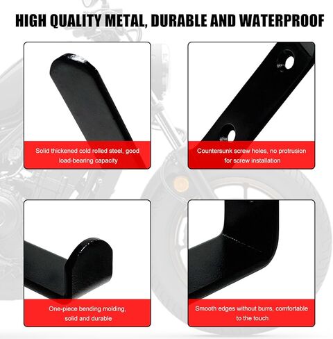 4PCS Motorcycle Helmet Holder Hook, Wall Mounted Motorbike Jacket Display Rack with Mounting Screws, Heavy Duty Metal C Style Double-Hook Rack for Helmets Clothes Bags in Saudi Arabia