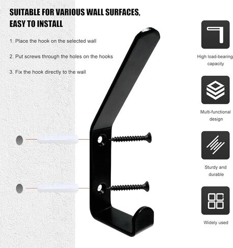 4PCS Motorcycle Helmet Holder Hook, Wall Mounted Motorbike Jacket Display Rack with Mounting Screws, Heavy Duty Metal C Style Double-Hook Rack for Helmets Clothes Bags in Saudi Arabia