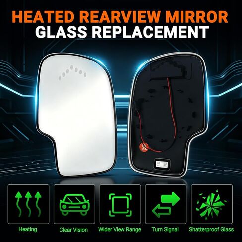 Heated Mirror Glass Replacement for 2003-2008 Cadillac Escalade, Chevrolet Avalanche, Silverado, Suburban, Tahoe, GMC Sierra, Yukon with Turn Signal Exterior Rearview Mirror (Left Driver Side) in Saudi Arabia
