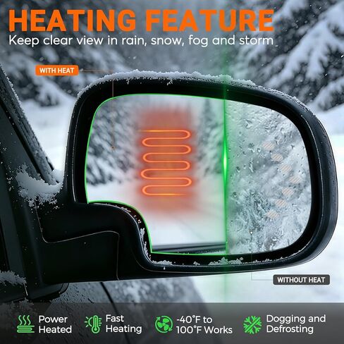 Heated Mirror Glass Replacement for 2003-2008 Cadillac Escalade, Chevrolet Avalanche, Silverado, Suburban, Tahoe, GMC Sierra, Yukon with Turn Signal Exterior Rearview Mirror (Left Driver Side) in Saudi Arabia