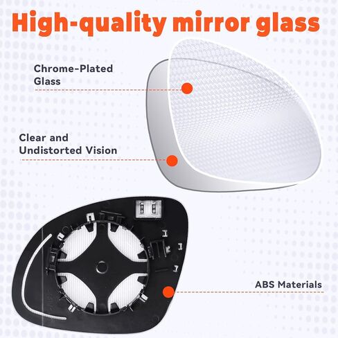 استبدال مرآة الجانب الأيسر للسائق لـ 2009-2017 TIGUAN OEM Fit Mirror Glass استبدال 5N0857522A in Kuwait