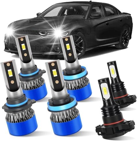 Fit for Dodge Charger 2011 2012 2013 2014 Lamps High Beam +Low Beam +Fog Bulb Combo Light Bulb 6500K Ultra White 50000hrs Lifespan 6PCS in Saudi Arabia