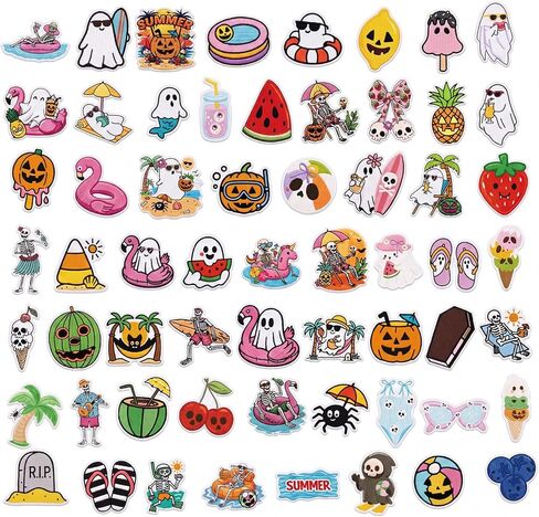 60 Pcs Summer Halloween Patches Iron on Embroidered Iron Patches DIY Crafts for Clothes Hats Backpacks Jackets Shoes Accessories in Saudi Arabia