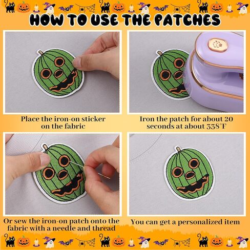 60 Pcs Summer Halloween Patches Iron on Embroidered Iron Patches DIY Crafts for Clothes Hats Backpacks Jackets Shoes Accessories in Saudi Arabia