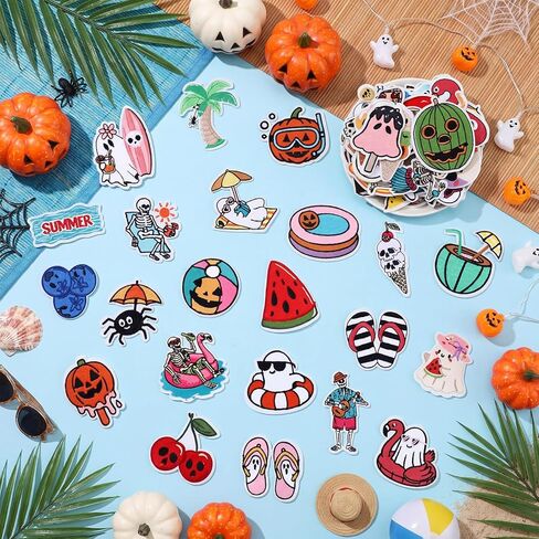 60 Pcs Summer Halloween Patches Iron on Embroidered Iron Patches DIY Crafts for Clothes Hats Backpacks Jackets Shoes Accessories in Saudi Arabia
