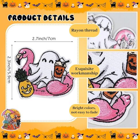 60 Pcs Summer Halloween Patches Iron on Embroidered Iron Patches DIY Crafts for Clothes Hats Backpacks Jackets Shoes Accessories in Saudi Arabia