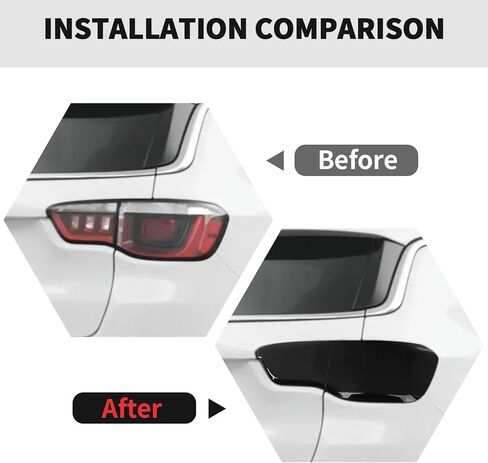 RT-TCZ Smoked Black Tail Light Lamp Cover Guard Trim Decoration Exterior Accessories for Jeep Compass 2017-2025 in Kuwait