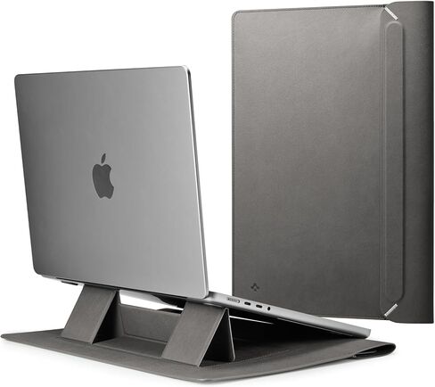 Spigen Valentinus S Protective Laptop Sleeve for 16-inch MacBook Pro/Air M5 Pro/Max (2026), M5/M4/M3/M2/M1 A3403 A3186 A2991 A2780 A2485 A2141, Built-in Stand - City Gray in Kuwait