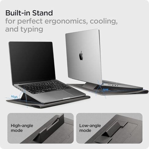Spigen Valentinus S Protective Laptop Sleeve for 16-inch MacBook Pro/Air M5 Pro/Max (2026), M5/M4/M3/M2/M1 A3403 A3186 A2991 A2780 A2485 A2141, Built-in Stand - City Gray in Kuwait