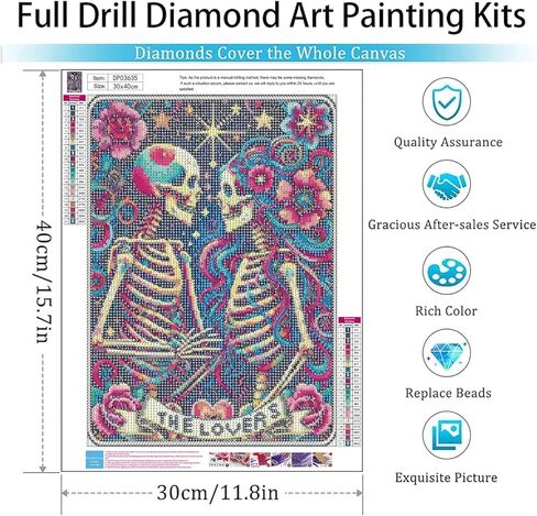 GemZono Square Diamond Art Kits for Adults-The Lovers Skeleton Square Drill Diamond Painting,Square Diamond Art,DIY Skeleton Gem Art Kits for Adults and Crafts for Gifts and Home Wall Decor 12x16inch in Kuwait