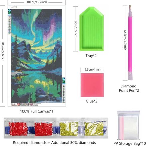 ARTGOTO Large Square Drill Diamond Art Painting Kits for Adults,15.7x27.5inch/40x70cm Landscape Aurora B DIY Full Square Diamond Dots Large Size,Big Gem Art and Crafts for Home Wall Decor Gifts in Saudi Arabia