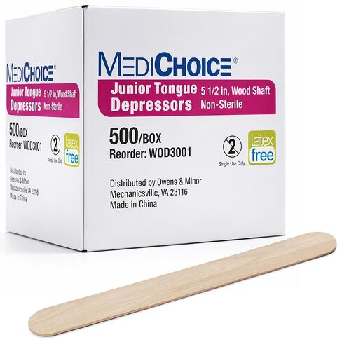MediChoice Tongue Depressors, Junior, Blade, Non-Sterile, Wood, 5.5 Inches Long 5.8 Inches Wide (Case of 5000) in Saudi Arabia