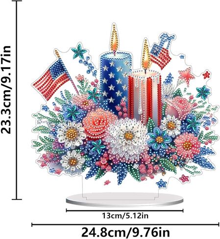 ARTopet DIY Tabletop Diamond Art Painting Kit Double Sided Desk Placement Ornament Stand Up Gem Painting Craft Kit Single Sided Drill 4th of July Independence Day Home Decor-Candle in Saudi Arabia