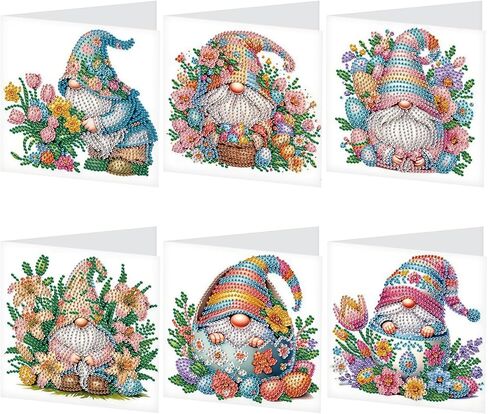 6pcs Diamond Painting Greeting Card, DIY Rabbit and bird's nest Diamond Art Greeting Card for Blessing and Wishe Special Shaped Diamond Arts Crafts for Birthday Easter Day in Kuwait