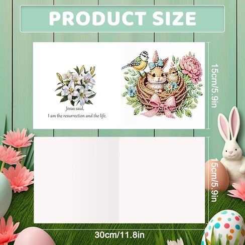 6pcs Diamond Painting Greeting Card, DIY Rabbit and bird's nest Diamond Art Greeting Card for Blessing and Wishe Special Shaped Diamond Arts Crafts for Birthday Easter Day in Kuwait
