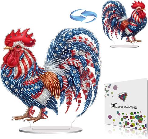 ARTopet DIY Tabletop Diamond Art Painting Kit Double Sided Desk Placement Ornament Stand Up Gem Painting Craft Kit Single Sided Drill 4th of July Independence Day Home Decor-Candle in Saudi Arabia