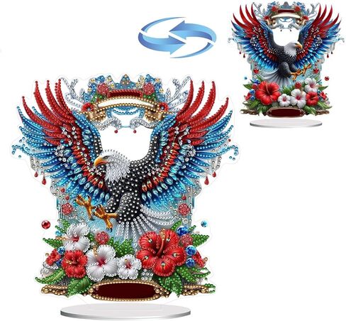 ARTopet DIY Tabletop Diamond Art Painting Kit Double Sided Desk Placement Ornament Stand Up Gem Painting Craft Kit Single Sided Drill 4th of July Independence Day Home Decor-Candle in Saudi Arabia