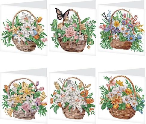 6pcs Diamond Painting Greeting Card, DIY Rabbit and bird's nest Diamond Art Greeting Card for Blessing and Wishe Special Shaped Diamond Arts Crafts for Birthday Easter Day in Kuwait