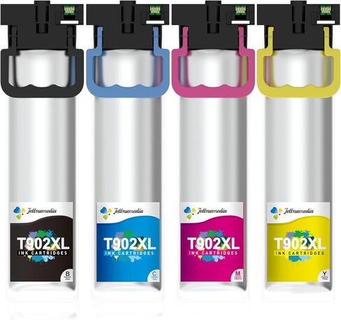 Remanufactured T902XL Ink Replacement for Epson 902 T902XL Ink Cartridges Combo Pack High Yield to use with Workforce WF-C5710 WF-C5790 WF-C5290 WF-C5210 Printer (Black Cyan Magenta Yellow) in Saudi Arabia