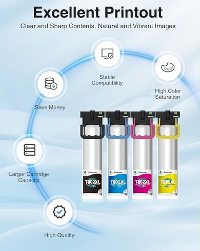 Remanufactured T902XL Ink Replacement for Epson 902 T902XL Ink Cartridges Combo Pack High Yield to use with Workforce WF-C5710 WF-C5790 WF-C5290 WF-C5210 Printer (Black Cyan Magenta Yellow) in Saudi Arabia