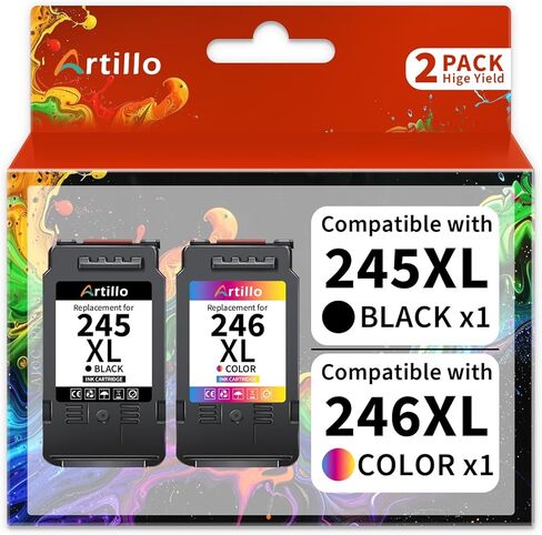 245XL 246XL Ink Cartridge Replacement for Canon Printer Ink 245XL 246XL PG-245XL CL-246XL Combo Pack for Pixma MX490 MX492 MG2500 MG2522 TR4520 TR4522 TS202 TS3122 TS3322 Printer (1 Black, 1 Color) in Saudi Arabia
