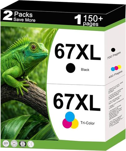 67XL Ink Cartridge Combo Pack Compatible for HP Ink 67 XL Fit for Deskjet 2855e 2800e 2852e 2827e 4227e 4255e 1255 Envy 6055e 6075 6432e 6455e 6458e 6475e Pro 6455 2-Pack Black Color with V10.1.1 Chip in Saudi Arabia