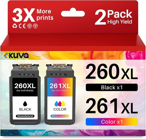 Kuva 260XL 261XL Ink Cartridge Replacement for Canon 260 and 261 Ink Cartridges, PG-260 CL-261XL Compatible with Canon PIXMA TS6420a TS6420 TS6400 TR7020a TR7020 TR7022 TS5300 TS5320 Printers（2 Pack） in Saudi Arabia