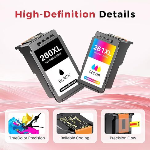 Kuva 260XL 261XL Ink Cartridge Replacement for Canon 260 and 261 Ink Cartridges, PG-260 CL-261XL Compatible with Canon PIXMA TS6420a TS6420 TS6400 TR7020a TR7020 TR7022 TS5300 TS5320 Printers（2 Pack） in Saudi Arabia