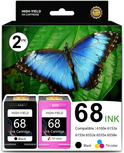 SFINK 68 Ink Cartridges Replacement for 68 Black Color Ink Cartridges Combo Pack Compatible with Envy 6152e, 6155e, 6552e, 6555e, 6558e Series Printer 2PK (1 Black, 1 Tri-Color) in Kuwait