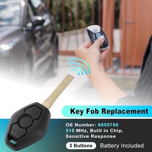 LX8FZV Replacement Keyless Entry Remote Smart Key Fob for BMW 3 Series 323i 325i 328Ci X3 X5 Z4 2001-2005 Key Fob Remote Control ID44 Chip 6955750 3 Buttons 315 MHz in Kuwait