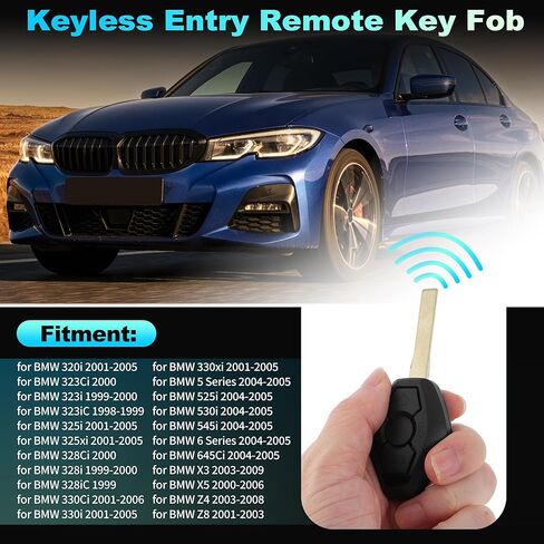 LX8FZV Replacement Keyless Entry Remote Smart Key Fob for BMW 3 Series 323i 325i 328Ci X3 X5 Z4 2001-2005 Key Fob Remote Control ID44 Chip 6955750 3 Buttons 315 MHz in Kuwait